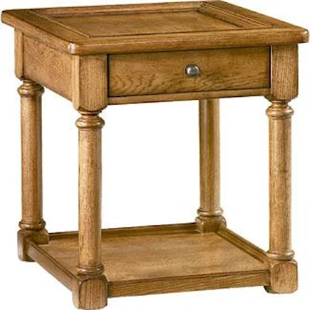 Rectangular End Table with 1 Drawer and 1 Fixed Bottom Shelf